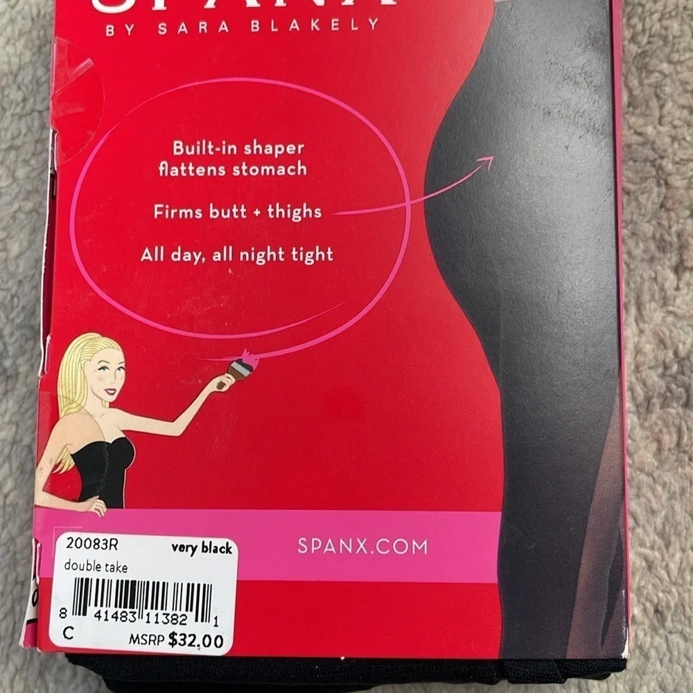 Spanx Tights Double Take Very Black Shaping Smoothing Tummy Control Sz C